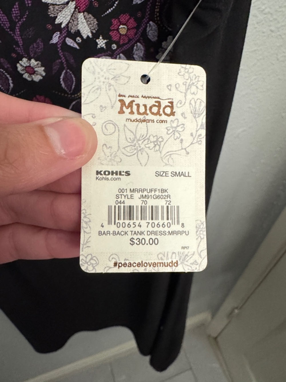 Mudd Black Midi Dress with Purple & White Floral Embroidery - Picture 4 of 4